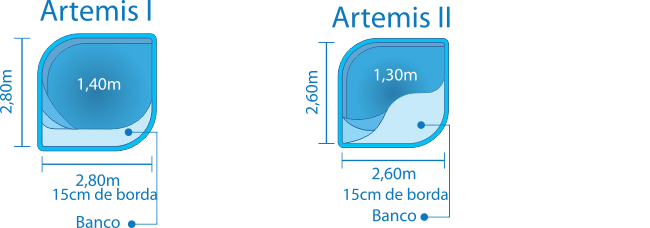 Piscinas Beluga - Modelo Artemis - Tamanhos
